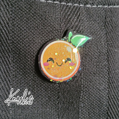 Clem Orange Pin | Neon Picnic Character Handmade Pin