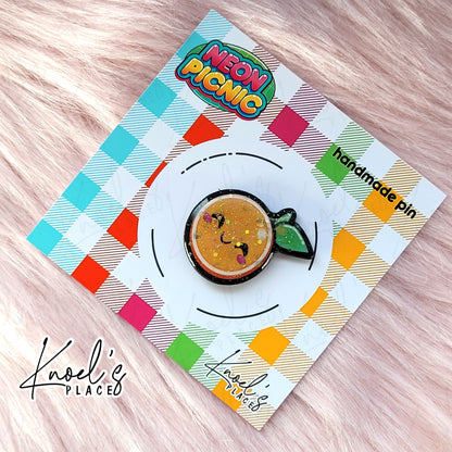 Clem Orange Pin | Neon Picnic Character Handmade Pin