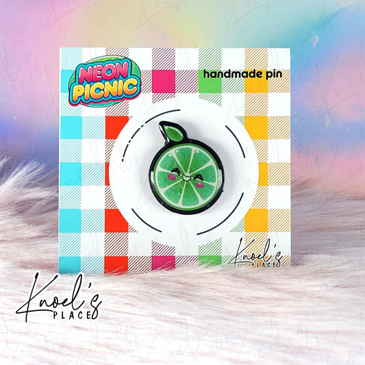 Lenny Lime Pin | Neon Picnic Character Handmade Pin