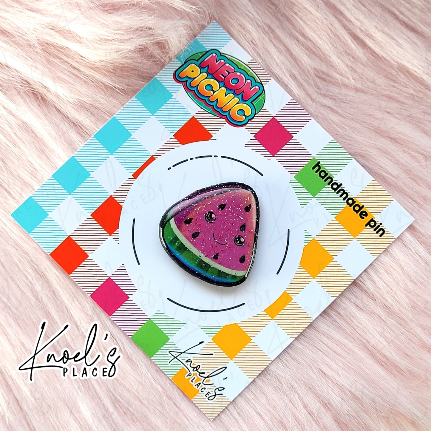 Mel Watermelon Pin | Neon Picnic Character Handmade Pin