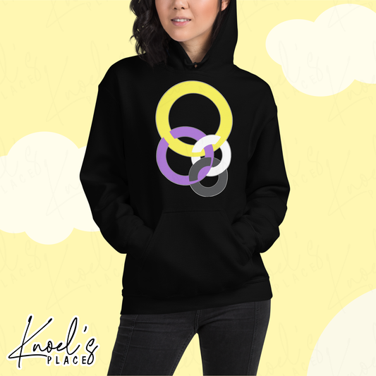 Stealth Geometric Nonbinary Pride Flag Unisex Hoodie