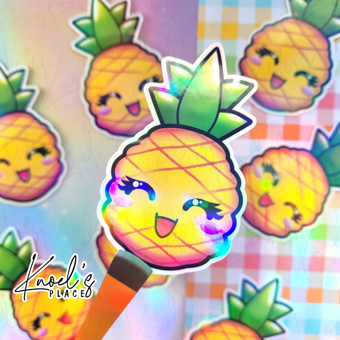 Pippa Pineapple Holographic Vinyl Sticker Decal | Neon Picnic
