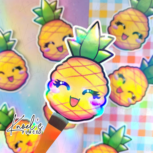 Pippa Pineapple Holographic Vinyl Sticker Decal | Neon Picnic