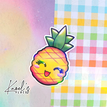 Pippa Pineapple Holographic Vinyl Sticker Decal | Neon Picnic