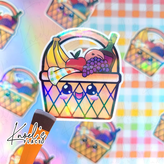 Snax Picnic Basket Holographic Vinyl Sticker Decal | Neon Picnic