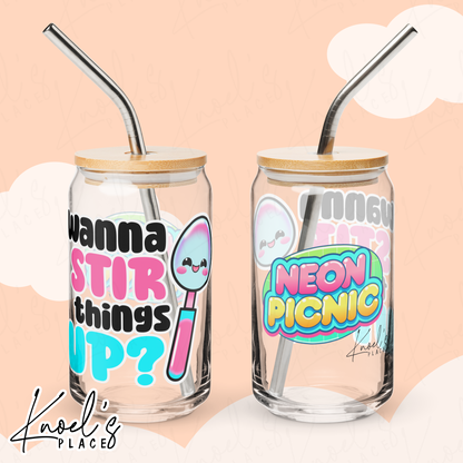 Wanna Stir Things Up? Neon Picnic Spoon Can-shaped glass