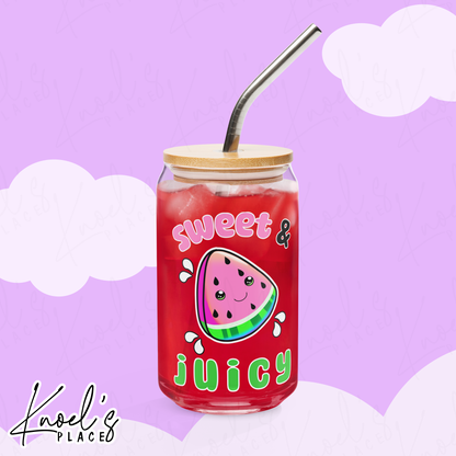 Sweet & Juicy Neon Picnic Watermelon Can-shaped glass