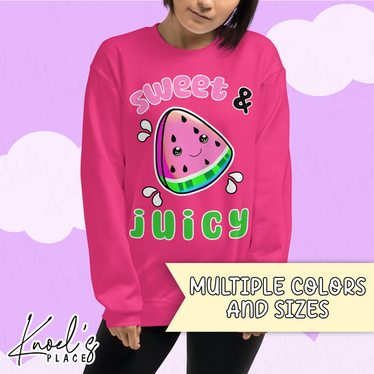 Sweet & Juicy Neon Picnic Watermelon Unisex Sweatshirt
